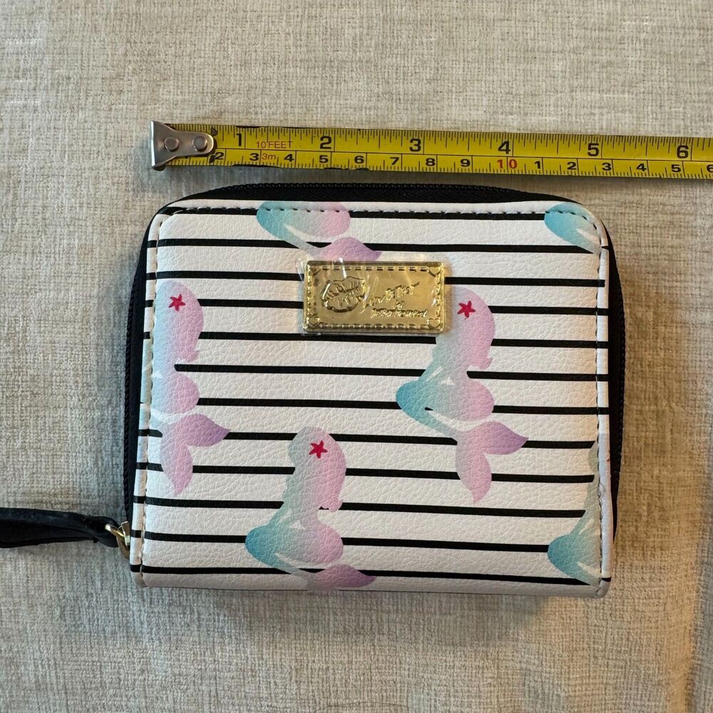 LUV Betsey Johnson Mermaid Black & White Zipper Wallet